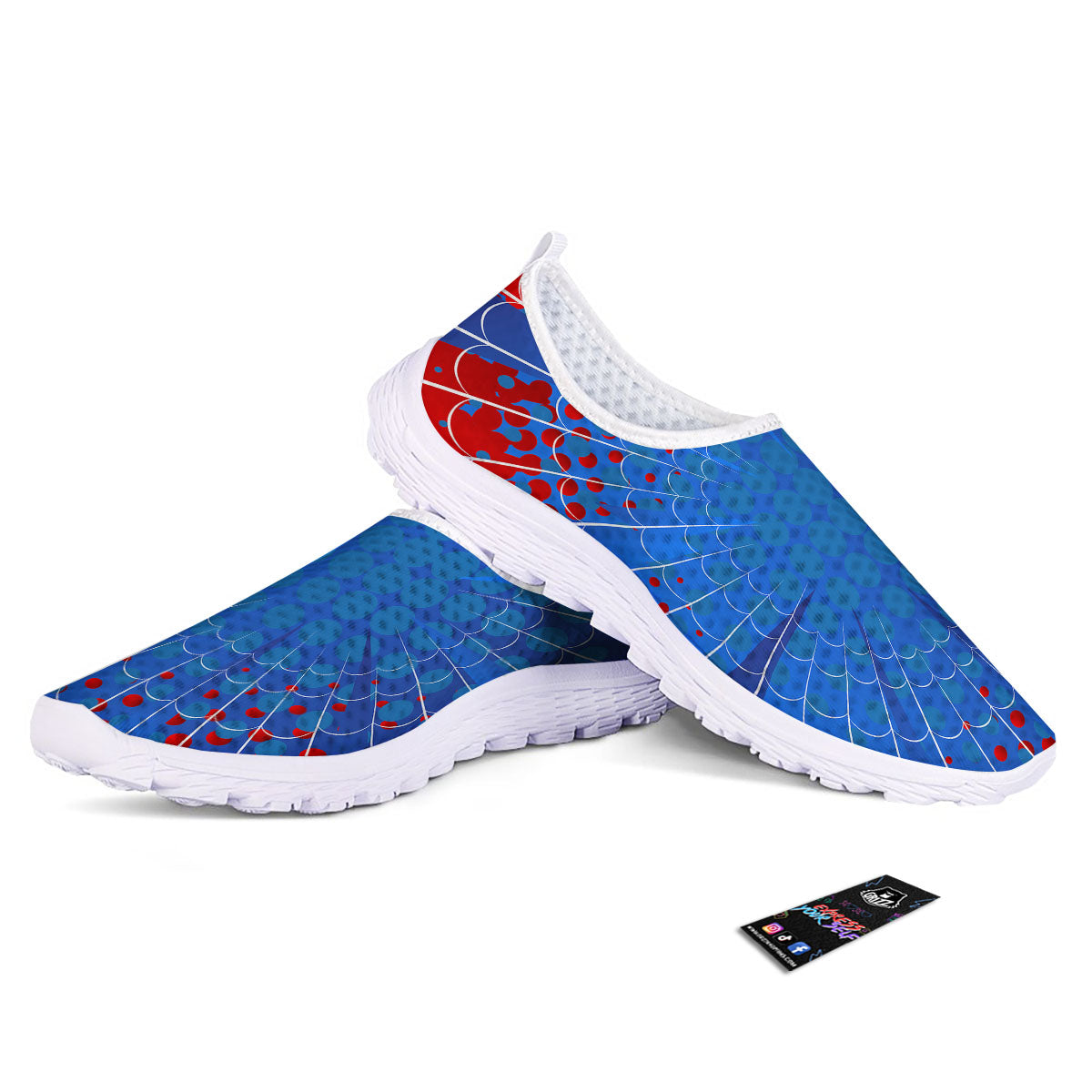 Red And Blue Spider Web Cartoon Print Nurse Shoes-grizzshop