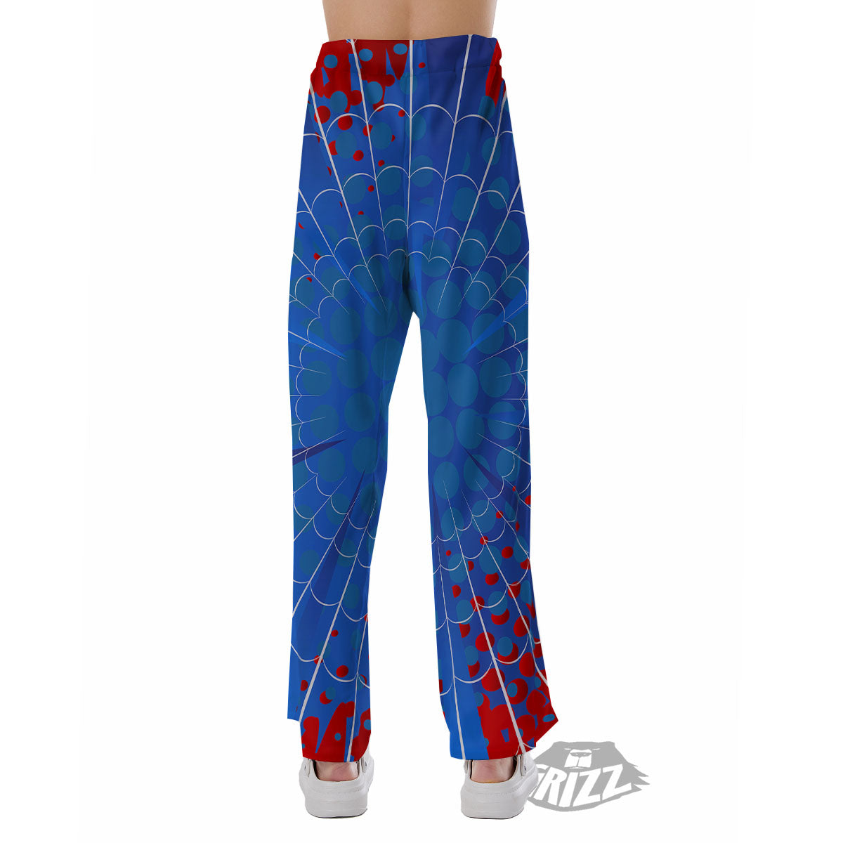 Red And Blue Spider Web Cartoon Print Pajama Pants-grizzshop