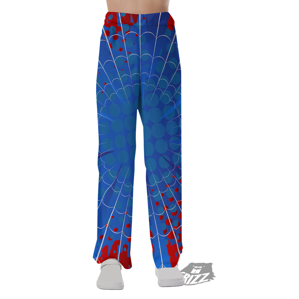 Red And Blue Spider Web Cartoon Print Pajama Pants-grizzshop