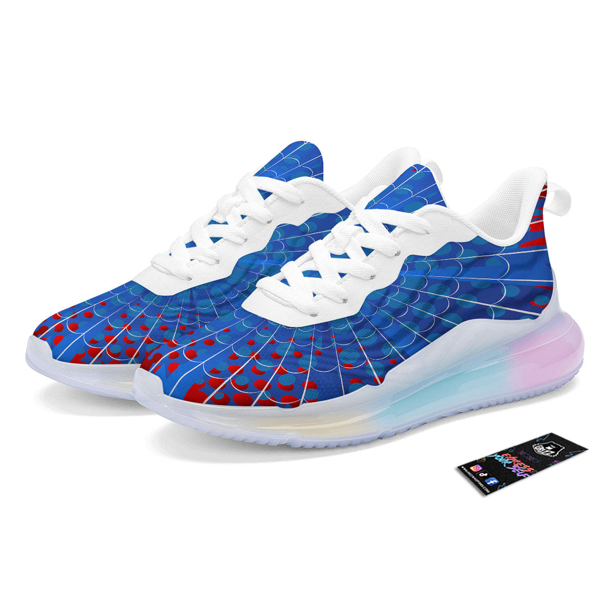 Red And Blue Spider Web Cartoon Print Running Sneakers-grizzshop