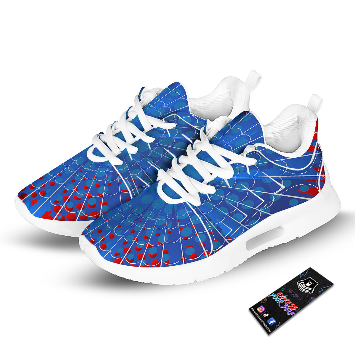 Red And Blue Spider Web Cartoon Print Tennis Shoes-grizzshop