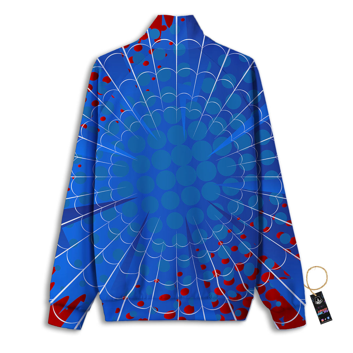 Red And Blue Spider Web Cartoon Print Track Jacket-grizzshop