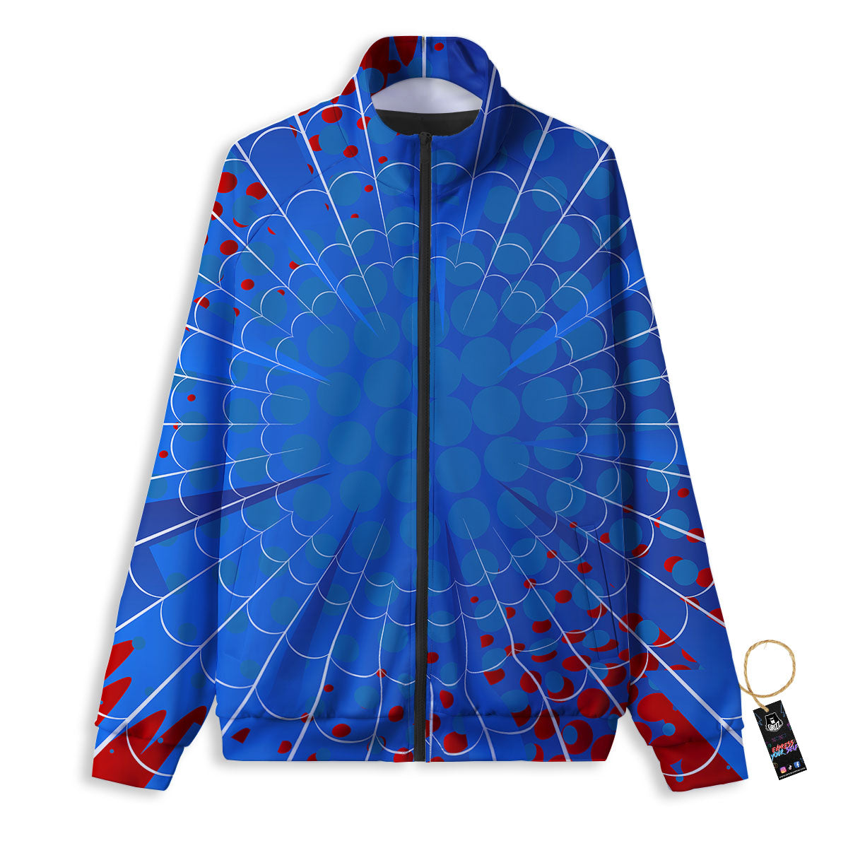 Red And Blue Spider Web Cartoon Print Track Jacket-grizzshop