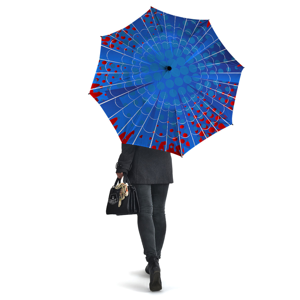 Red And Blue Spider Web Cartoon Print Umbrella-grizzshop