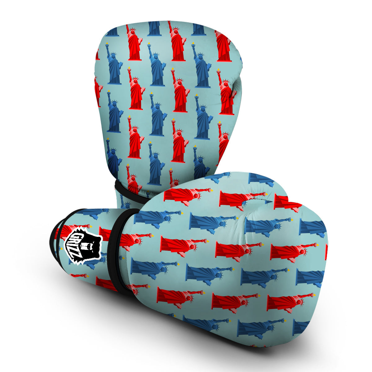 Red And Blue Statue Of Liberty Print Pattern Boxing Gloves-grizzshop