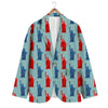 Red And Blue Statue Of Liberty Print Pattern Men's Blazer-grizzshop