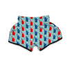 Red And Blue Statue Of Liberty Print Pattern Muay Thai Boxing Shorts-grizzshop