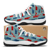 Red And Blue Statue Of Liberty Print Pattern White Bball Shoes-grizzshop