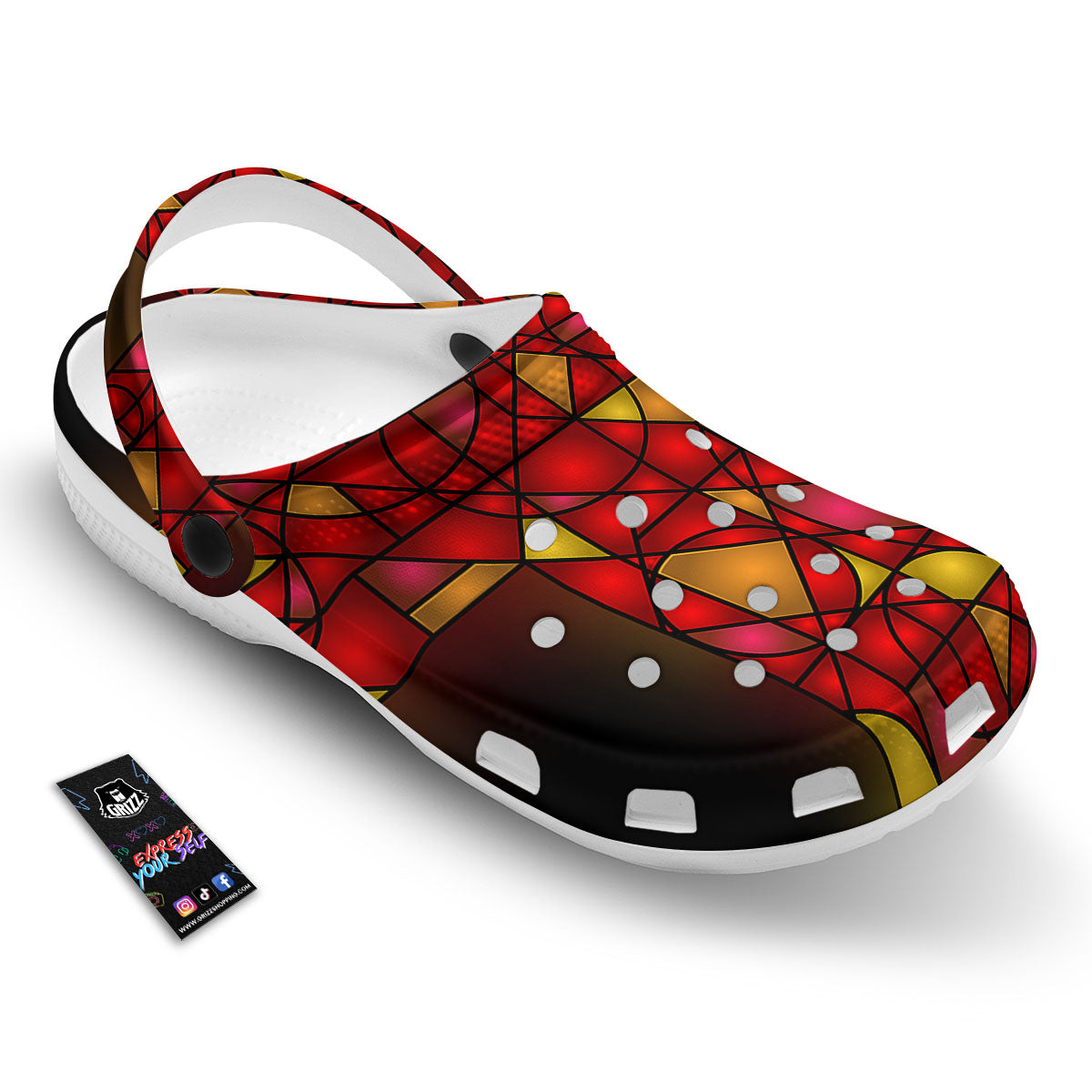Red And Orange Cross Stained Glass Print Clog-grizzshop