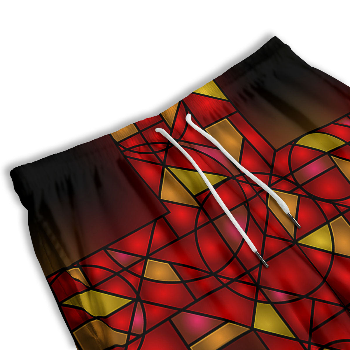 Red And Orange Cross Stained Glass Print Men's Athletic Shorts