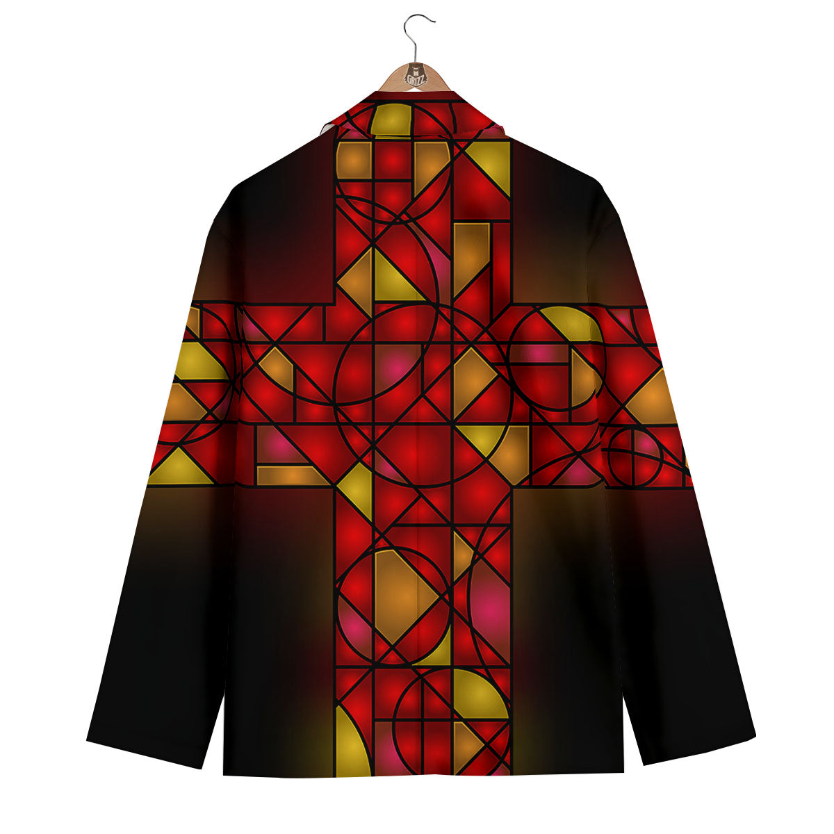 Red And Orange Cross Stained Glass Print Men's Blazer-grizzshop