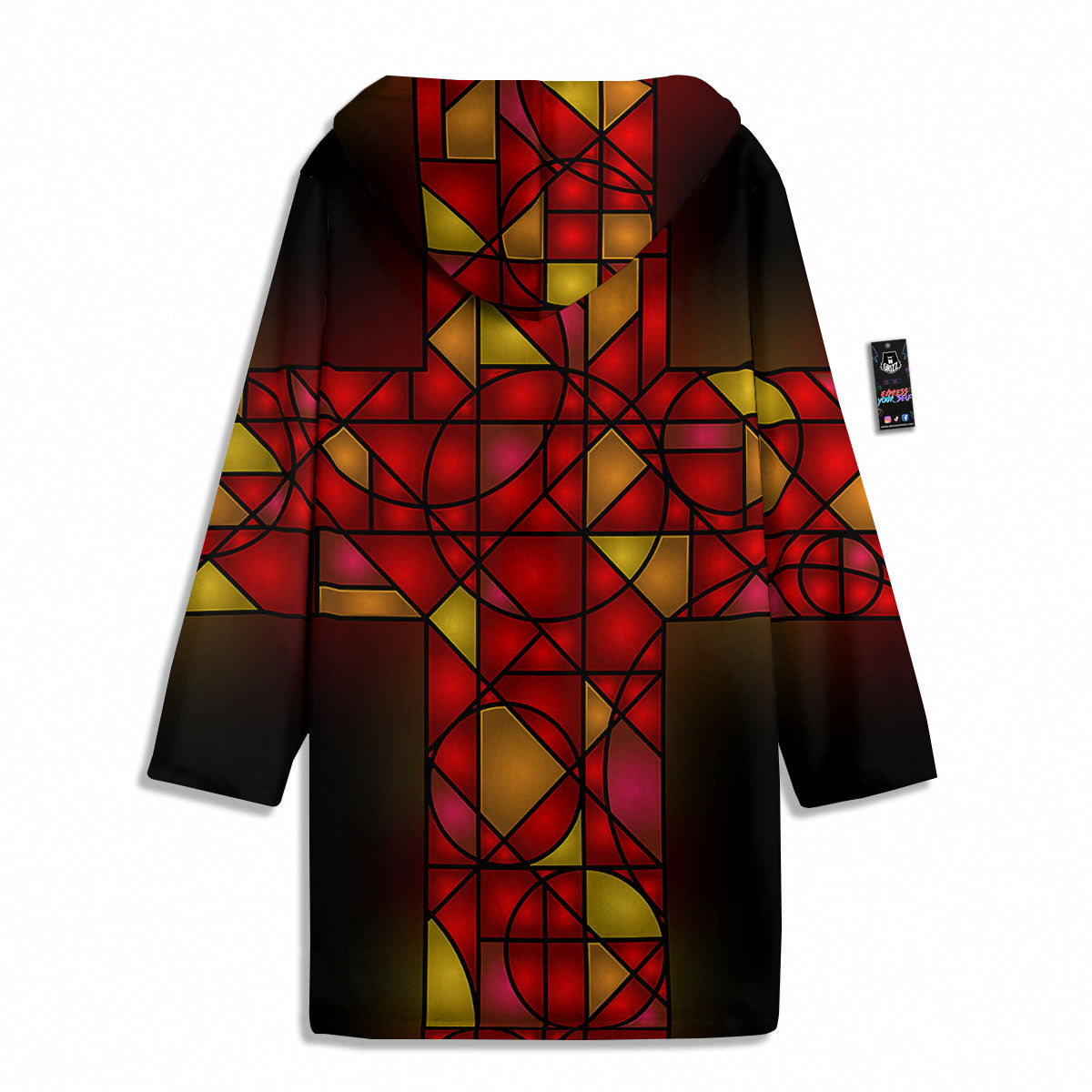 Red And Orange Cross Stained Glass Print Men's Windbreaker Jacket-grizzshop