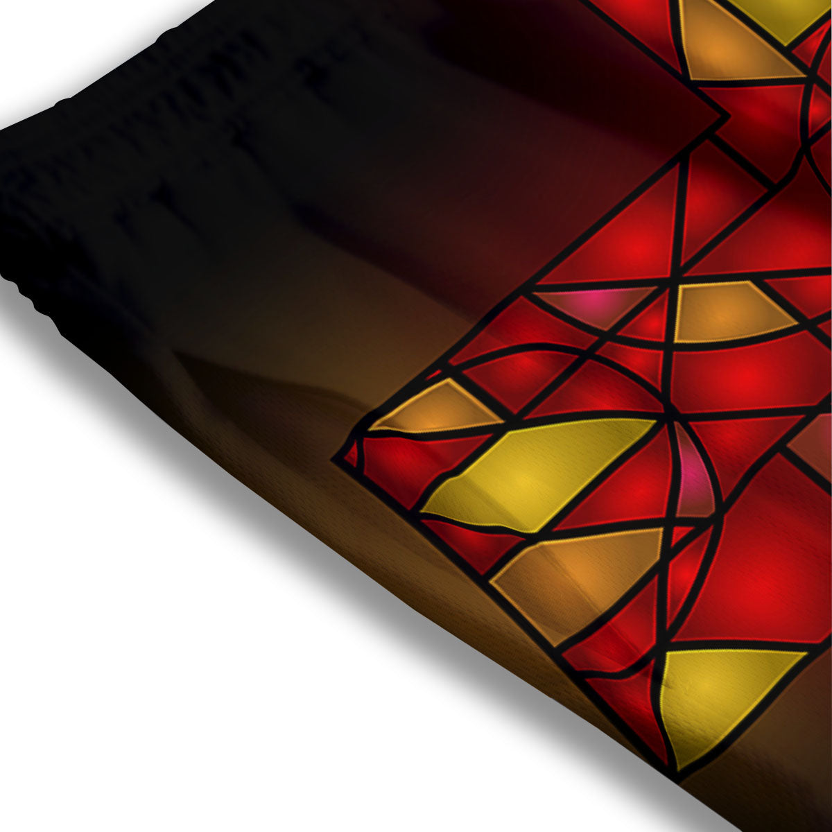 Red And Orange Cross Stained Glass Print Mesh Shorts