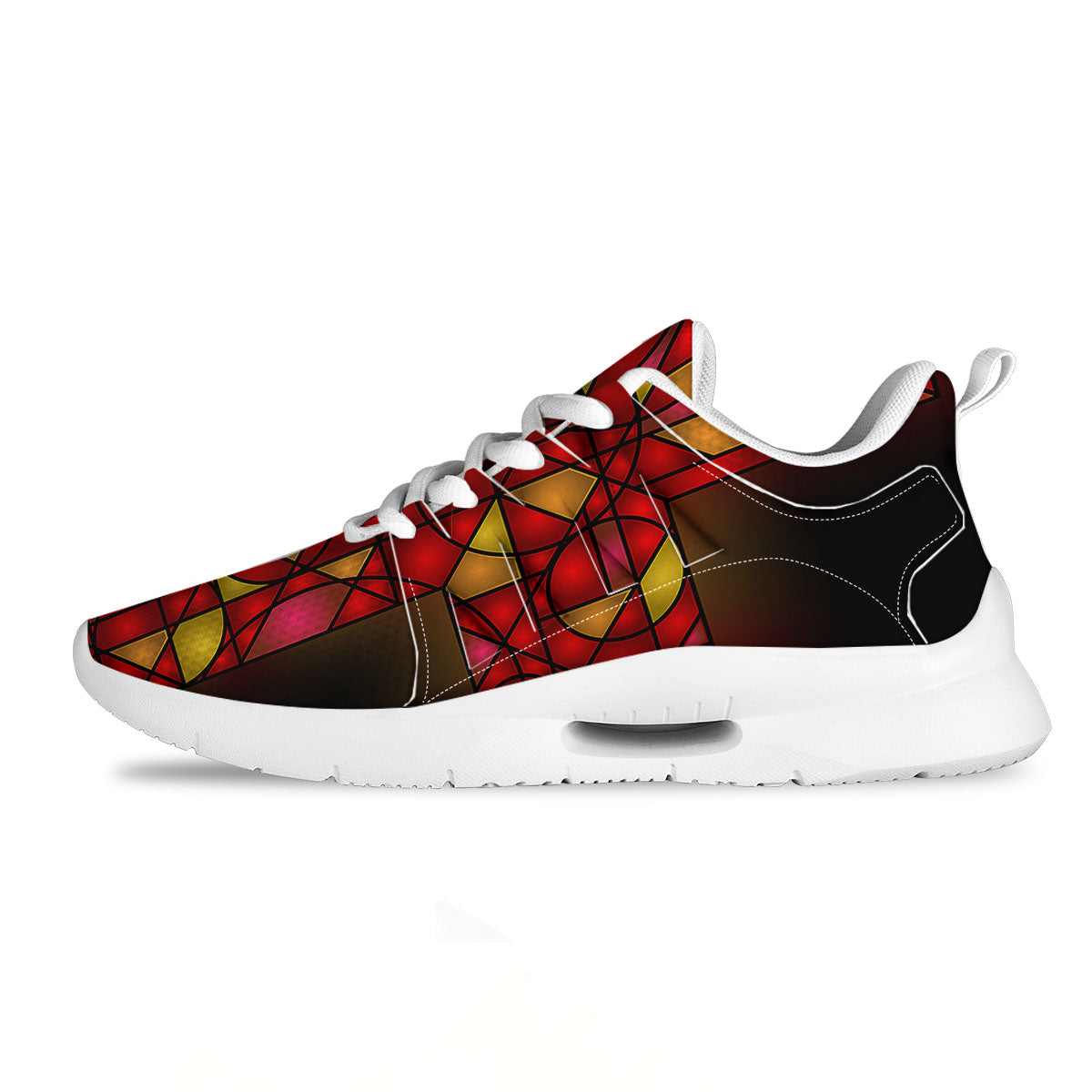 Red And Orange Cross Stained Glass Print Tennis Shoes-grizzshop