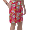 Red And Orange Hibiscus Hawaiian Print Men's Shorts-grizzshop