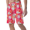 Red And Orange Hibiscus Hawaiian Print Men's Shorts-grizzshop