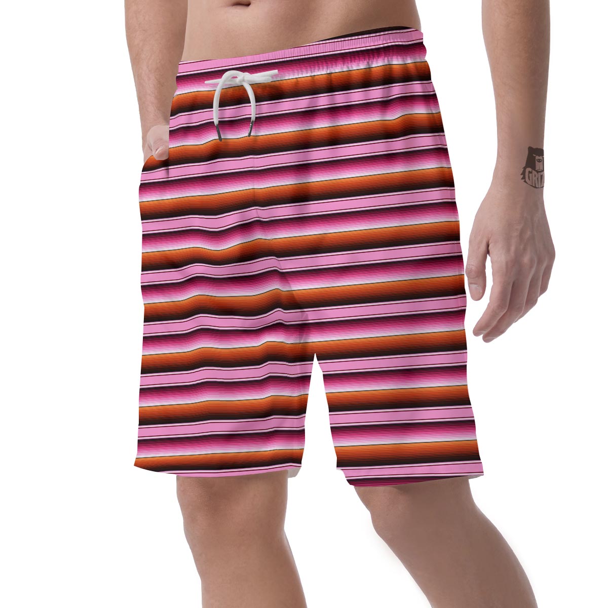 Red And Pink Mexican Baja Men's Shorts-grizzshop