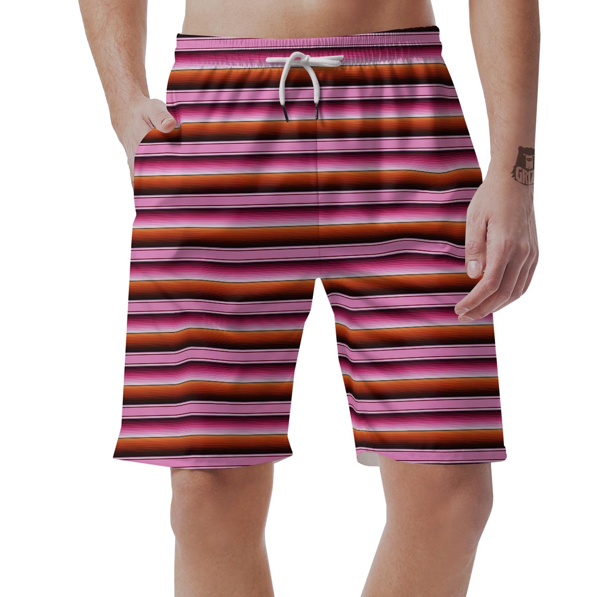 Red And Pink Mexican Baja Men's Shorts-grizzshop