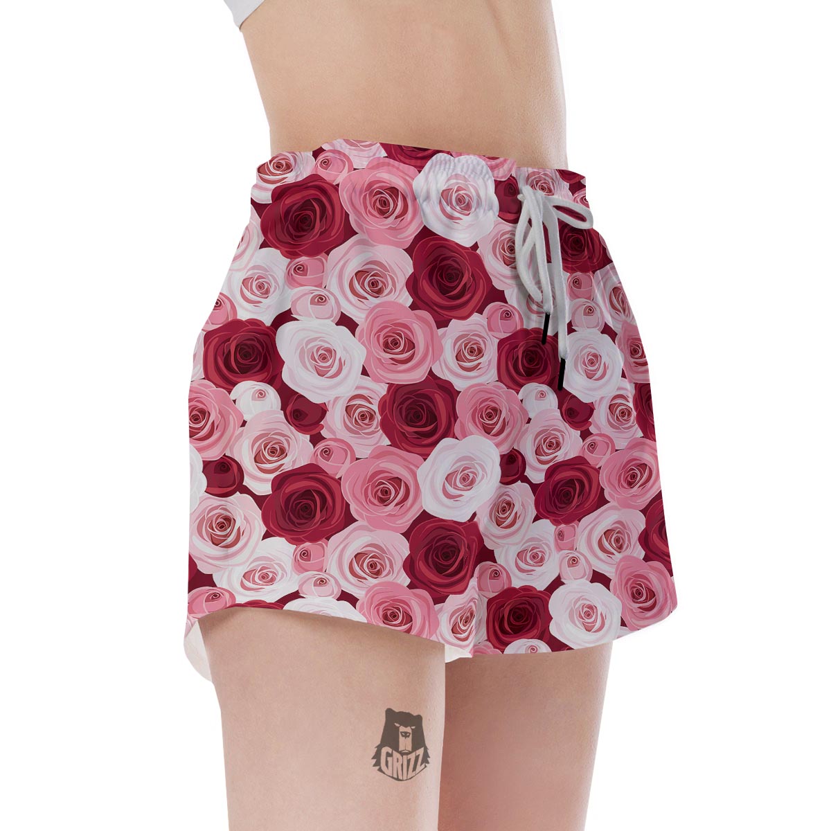 Red And Pink Rose Floral Women's Shorts-grizzshop