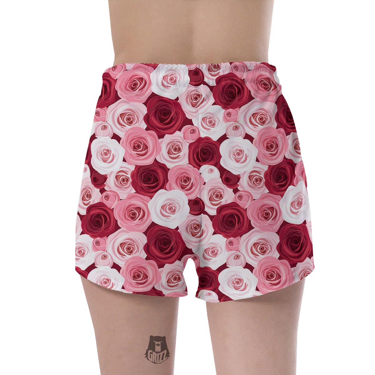 Red And Pink Rose Floral Women's Shorts-grizzshop