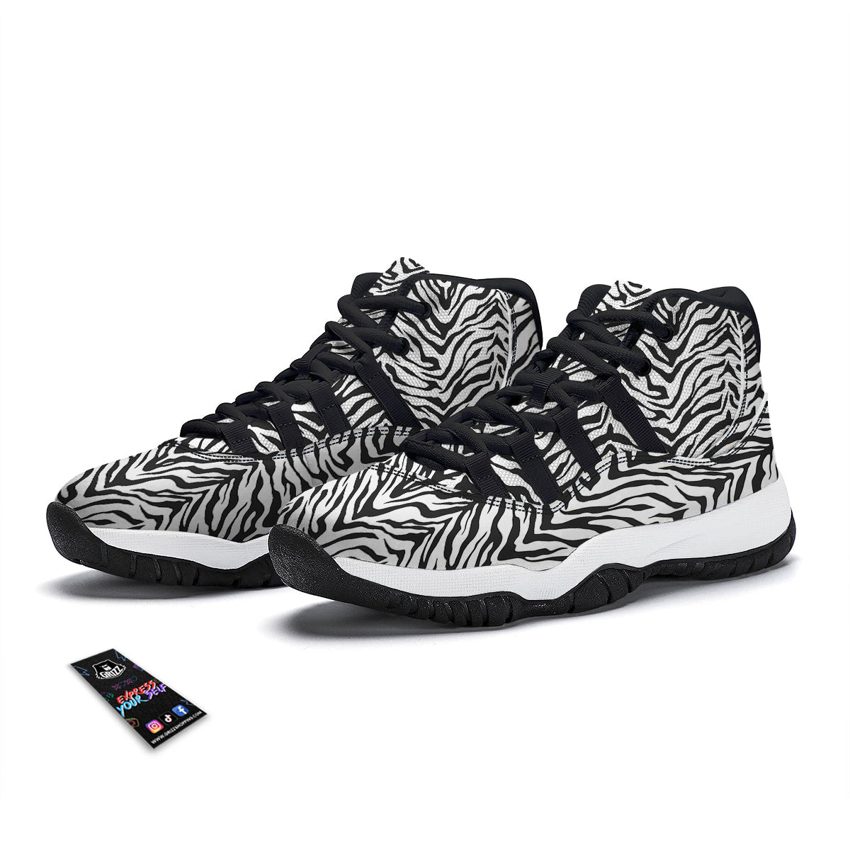 Red And White Chinese Tiger Print Pattern Black Bball Shoes-grizzshop