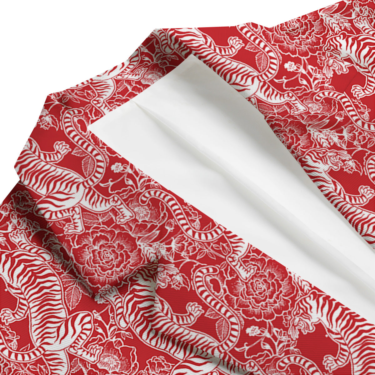 Red And White Chinese Tiger Print Pattern Men's Blazer-grizzshop