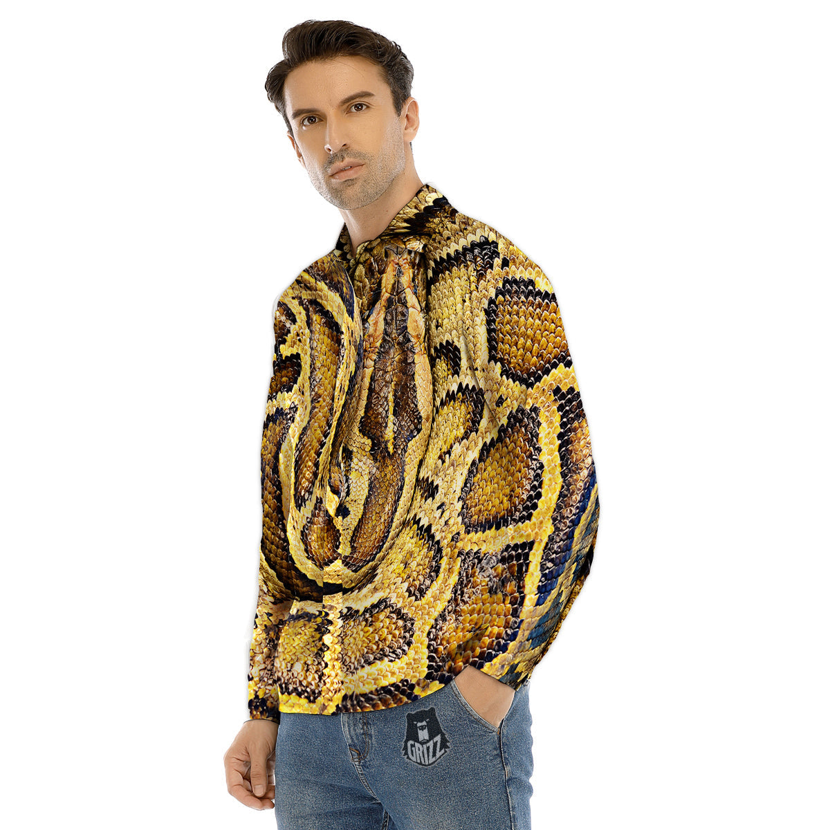 Red And White Chinese Tiger Print Pattern Men's Dress Shirts-grizzshop