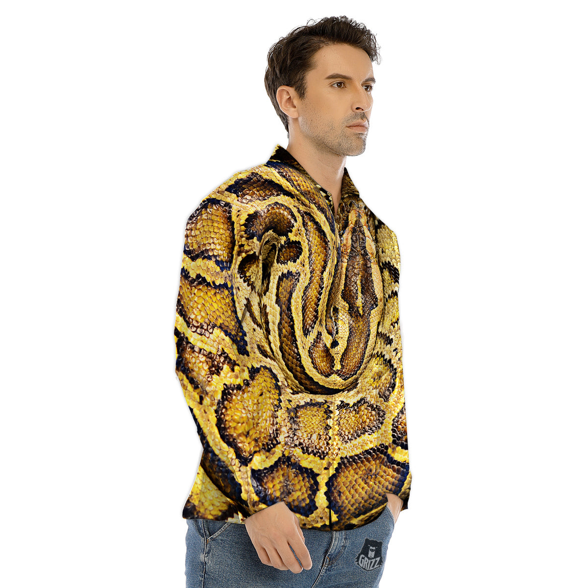 Red And White Chinese Tiger Print Pattern Men's Dress Shirts-grizzshop
