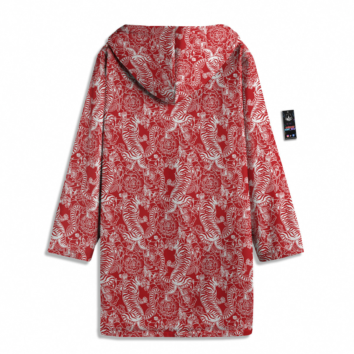 Red And White Chinese Tiger Print Pattern Men's Windbreaker Jacket-grizzshop