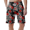 Red And White Hibiscus Flowers Hawaiian Print Men's Shorts-grizzshop