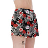 Red And White Hibiscus Flowers Hawaiian Print Women's Shorts-grizzshop