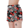 Red And White Hibiscus Flowers Hawaiian Print Women's Shorts-grizzshop