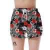 Red And White Hibiscus Flowers Hawaiian Print Women's Shorts-grizzshop
