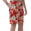 Red And White Hibiscus Hawaiian Print Men's Shorts-grizzshop