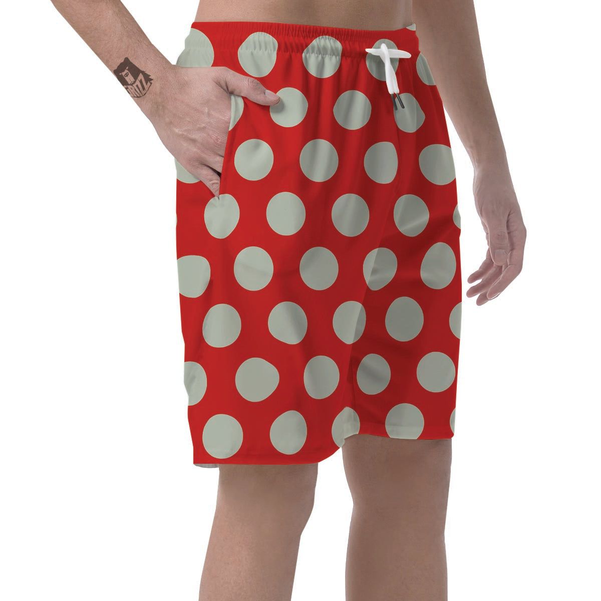 Red And White Polka Dot Men's Shorts-grizzshop