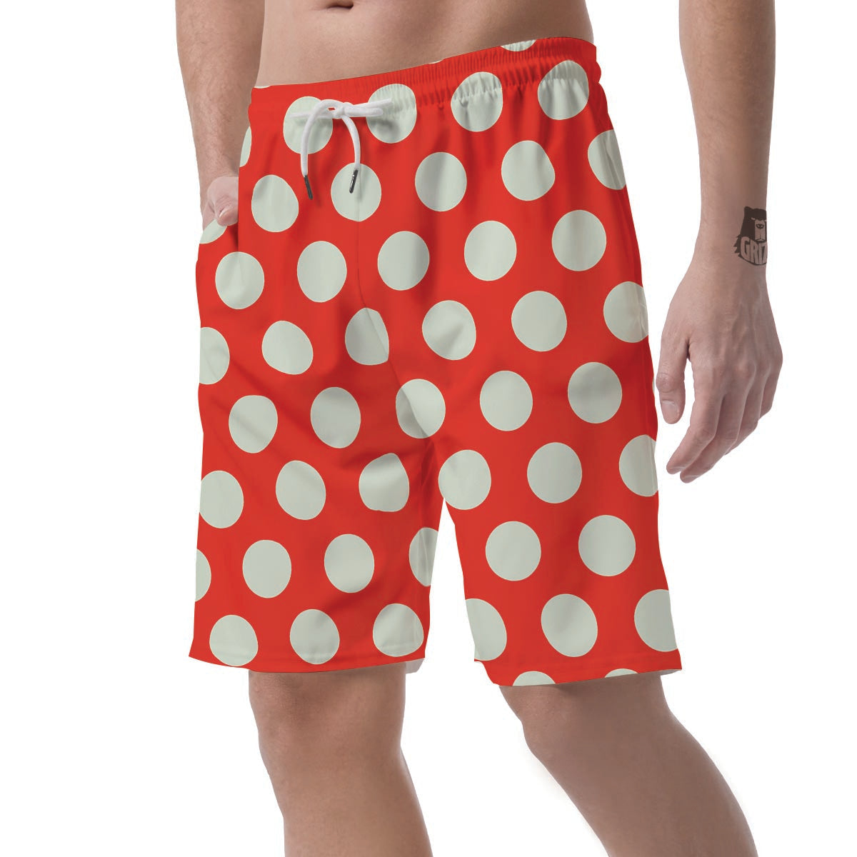 Red And White Polka Dot Men's Shorts-grizzshop