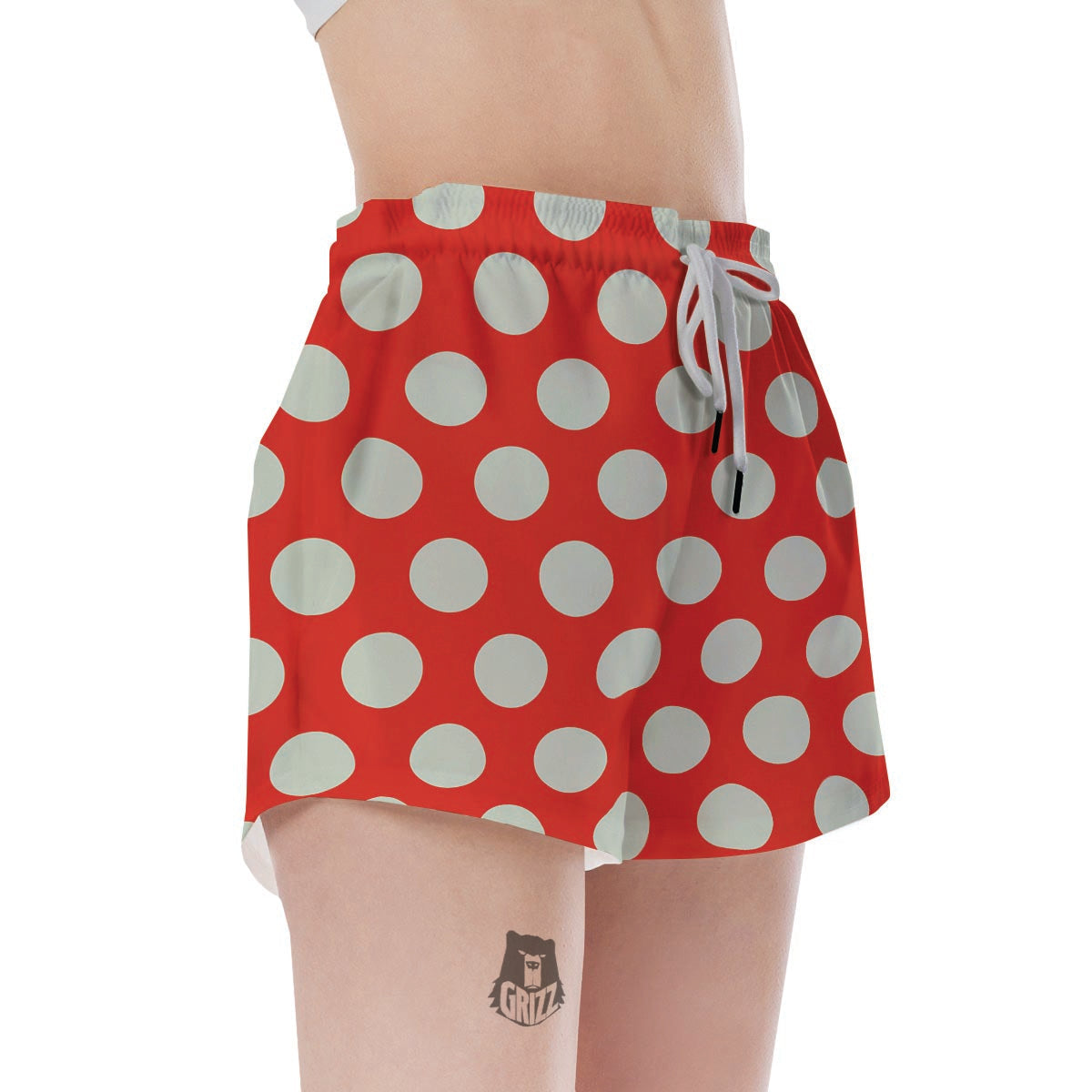 Red And White Polka Dot Women's Shorts-grizzshop