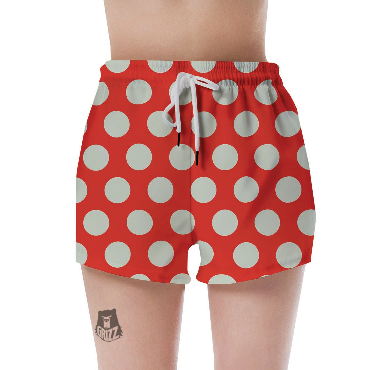 Red and white 2025 polka dot shorts womens