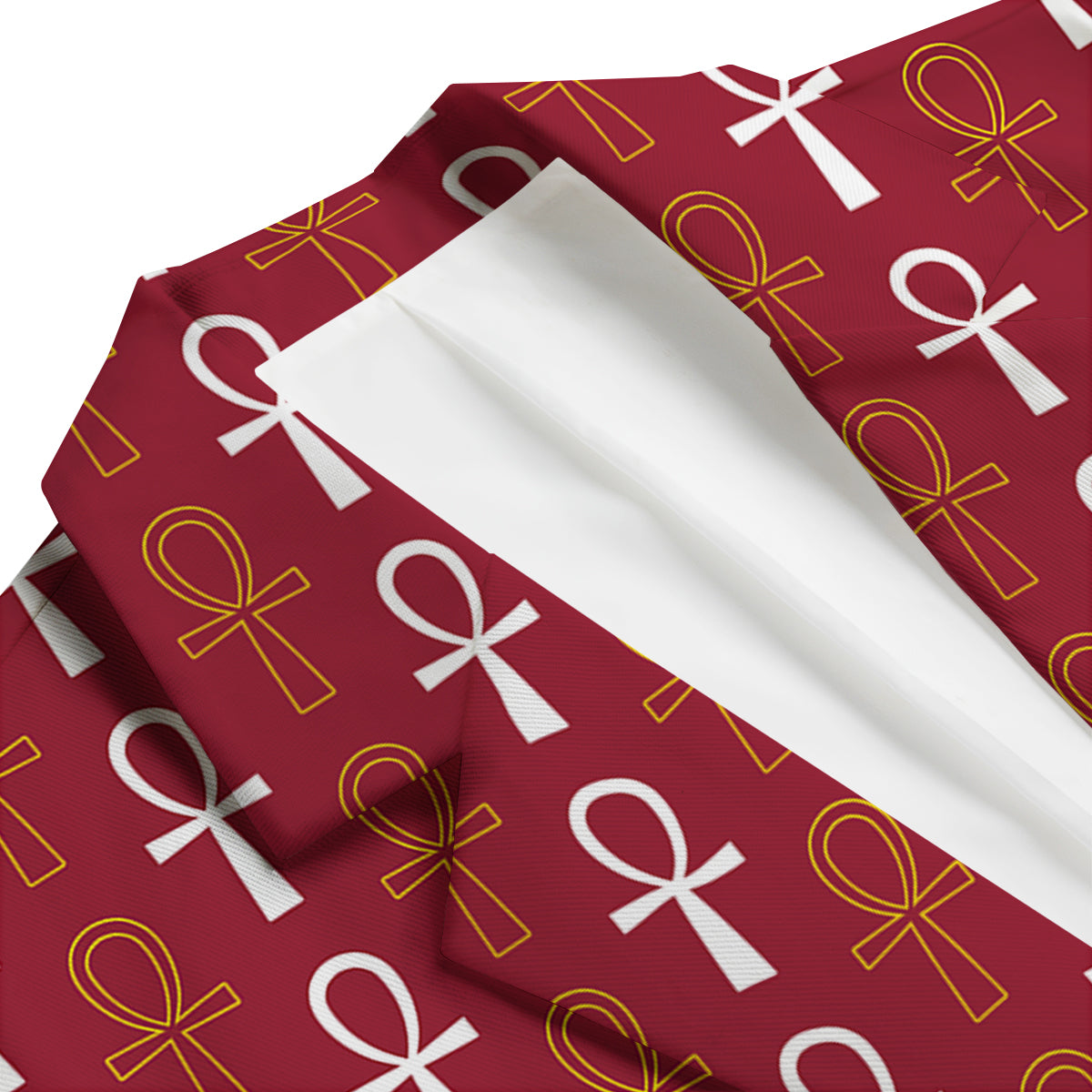 Red Ankh Print Pattern Men's Blazer-grizzshop