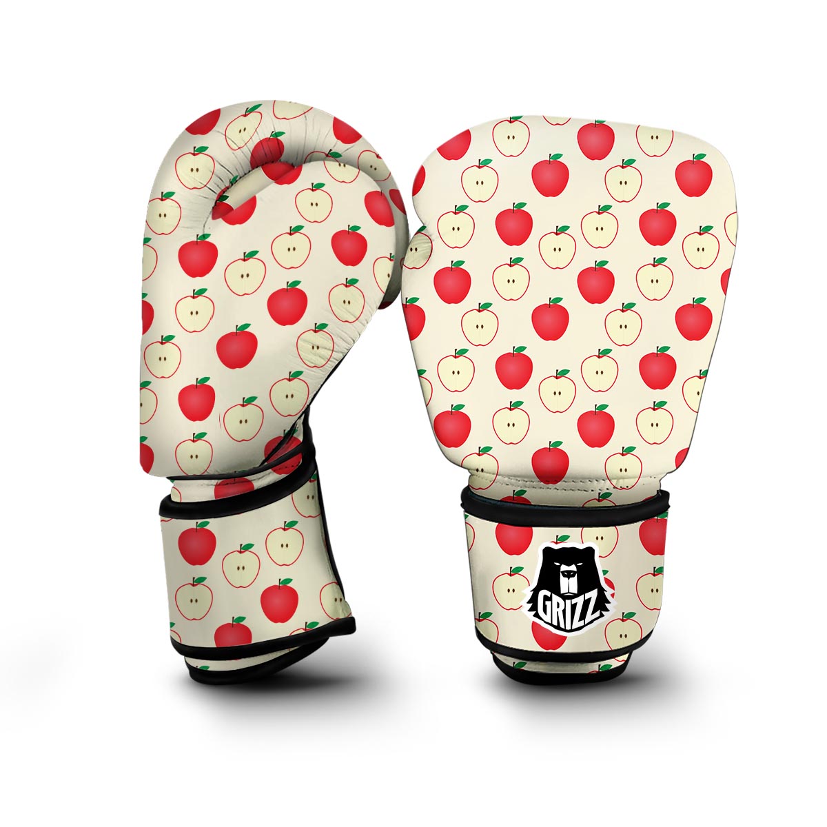 Red Apple Pattern Print Boxing Gloves-grizzshop