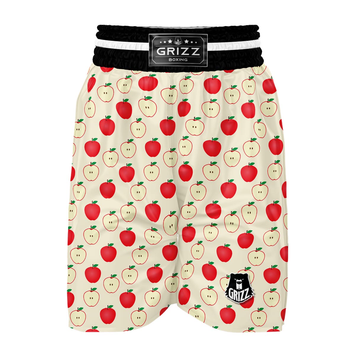 Red Apple Pattern Print Boxing Shorts-grizzshop