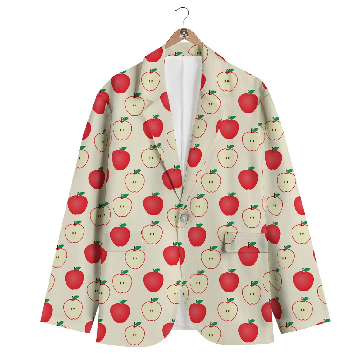 Red Apple Pattern Print Men's Blazer-grizzshop