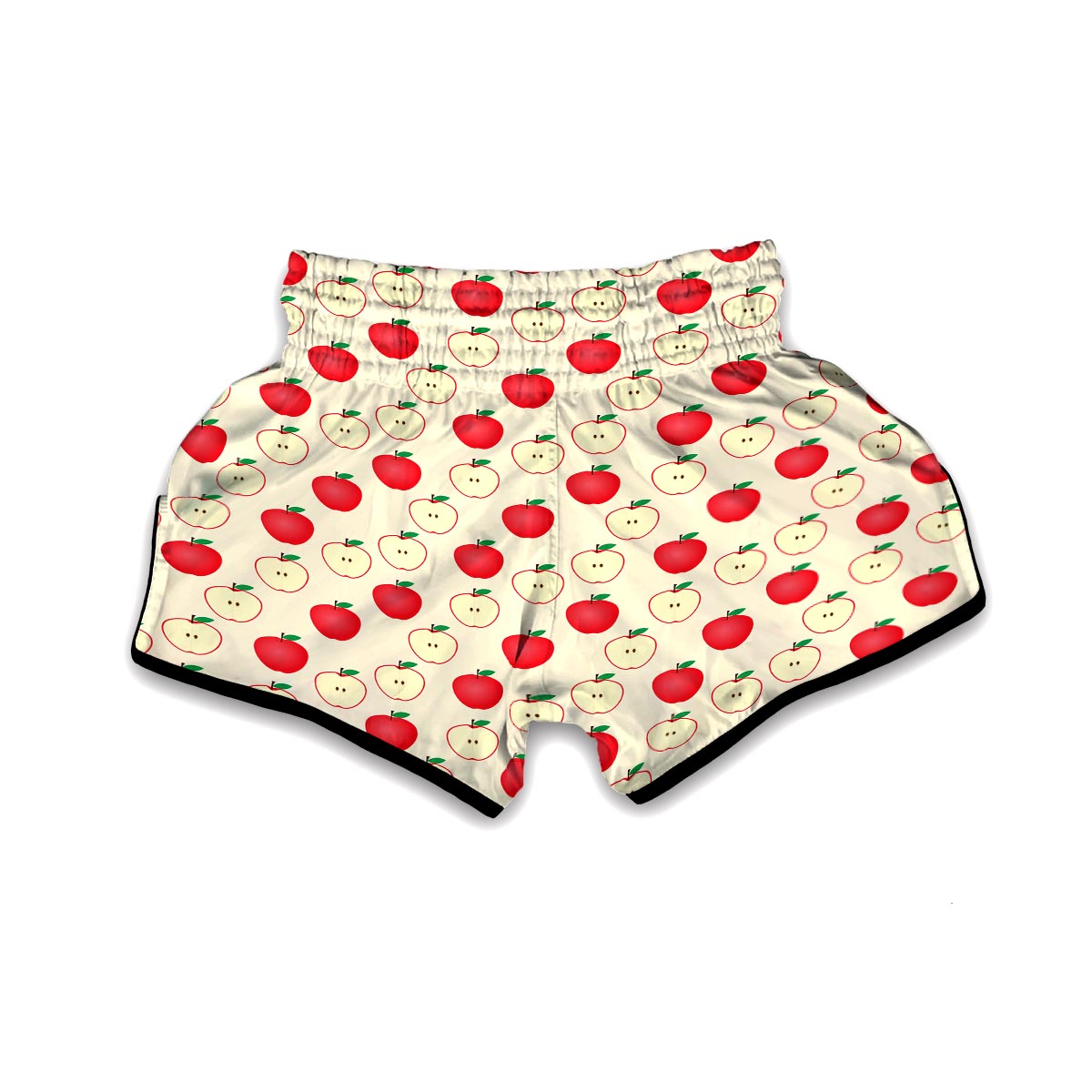 Red Apple Pattern Print Muay Thai Boxing Shorts-grizzshop