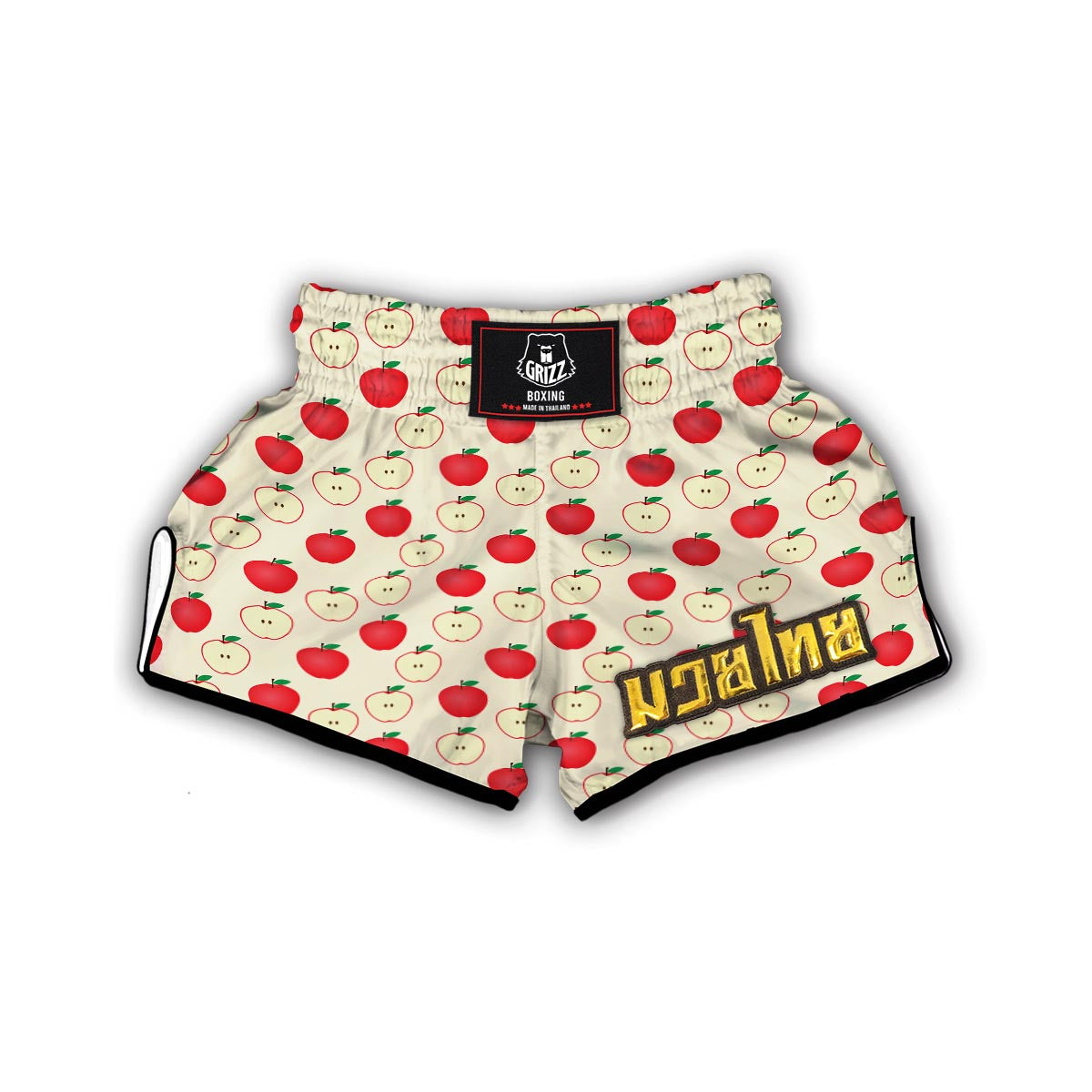 Red Apple Pattern Print Muay Thai Boxing Shorts-grizzshop