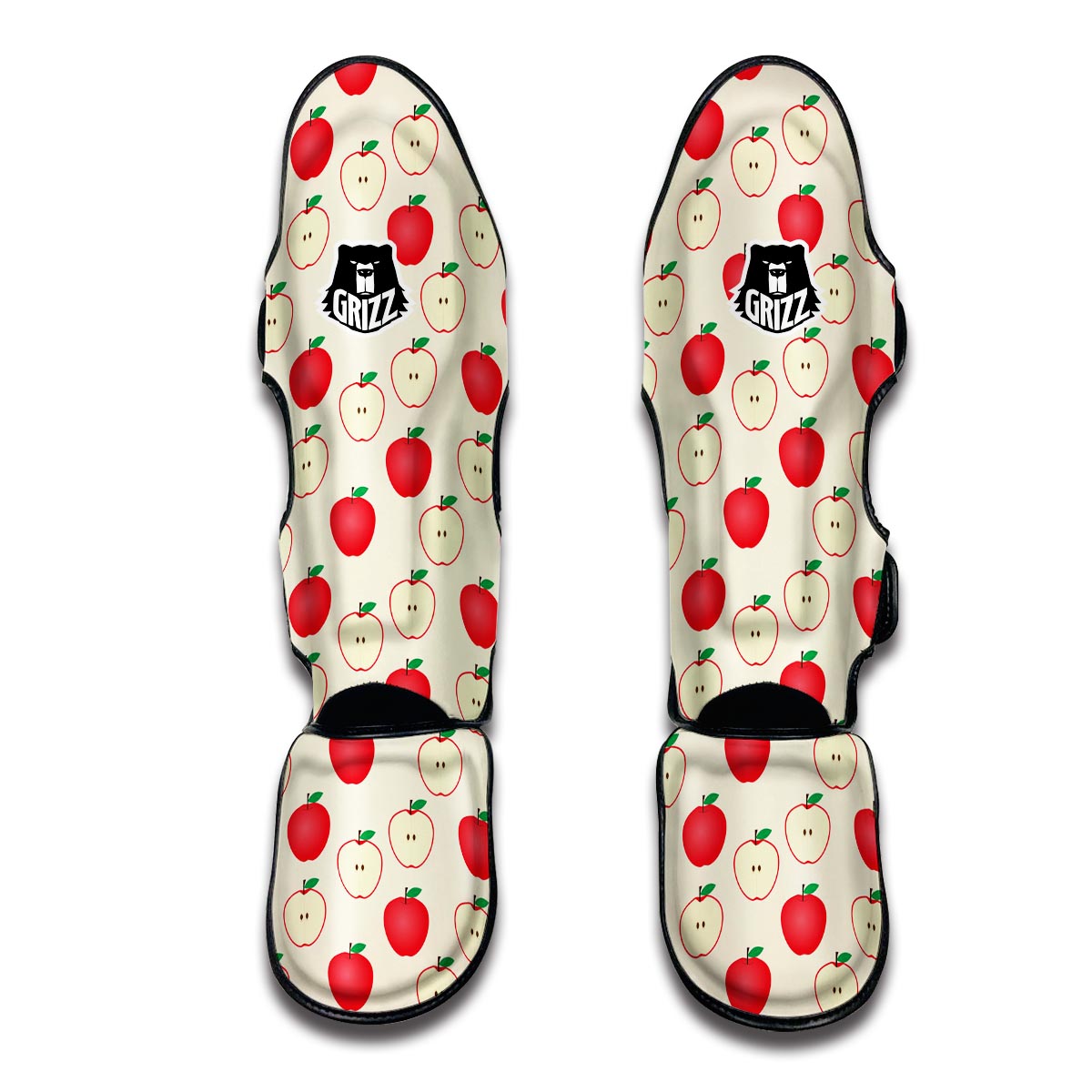 Red Apple Pattern Print Muay Thai Shin Guards-grizzshop