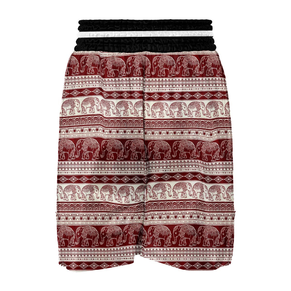 Red Aztec Elephant Pattern Print Boxing Shorts-grizzshop