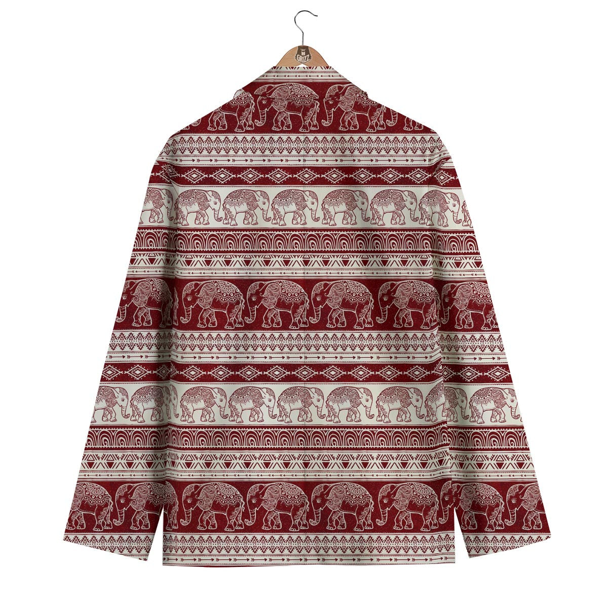 Red Aztec Elephant Pattern Print Men's Blazer-grizzshop
