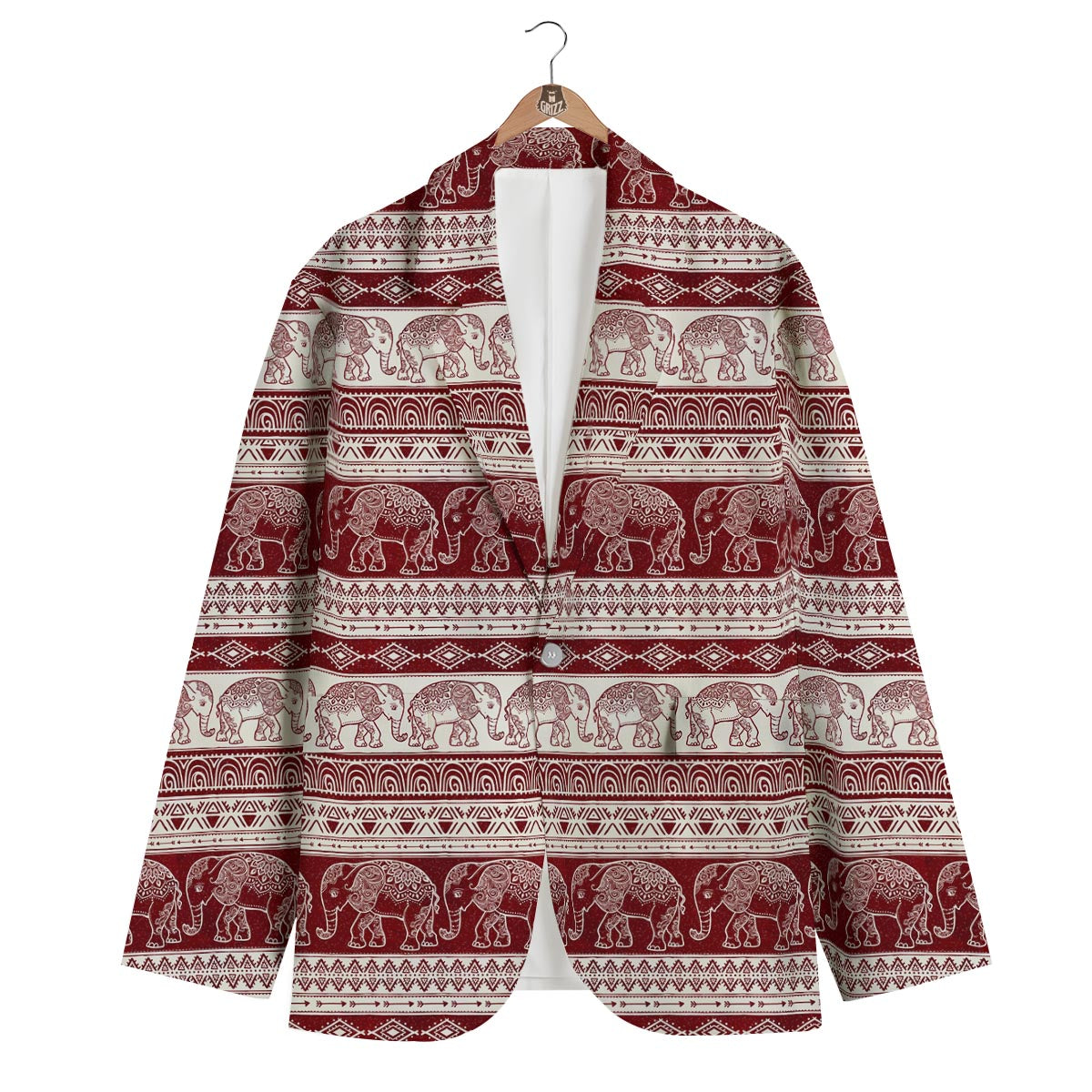 Red Aztec Elephant Pattern Print Men's Blazer-grizzshop
