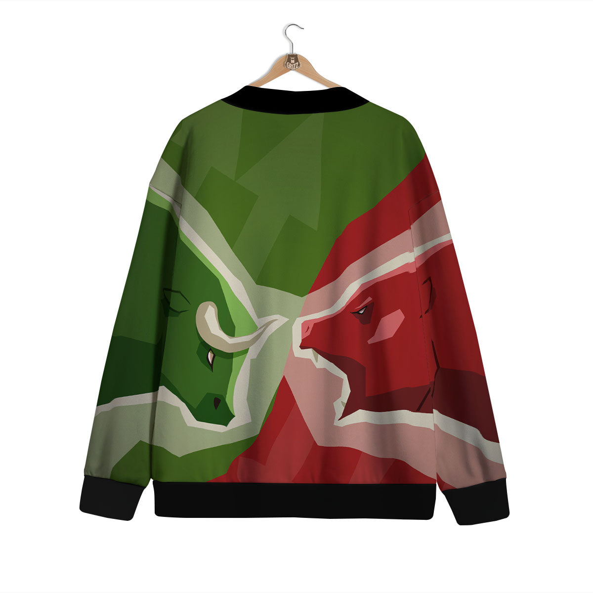 Red Bear And Green Bull Stock Print Cardigan-grizzshop