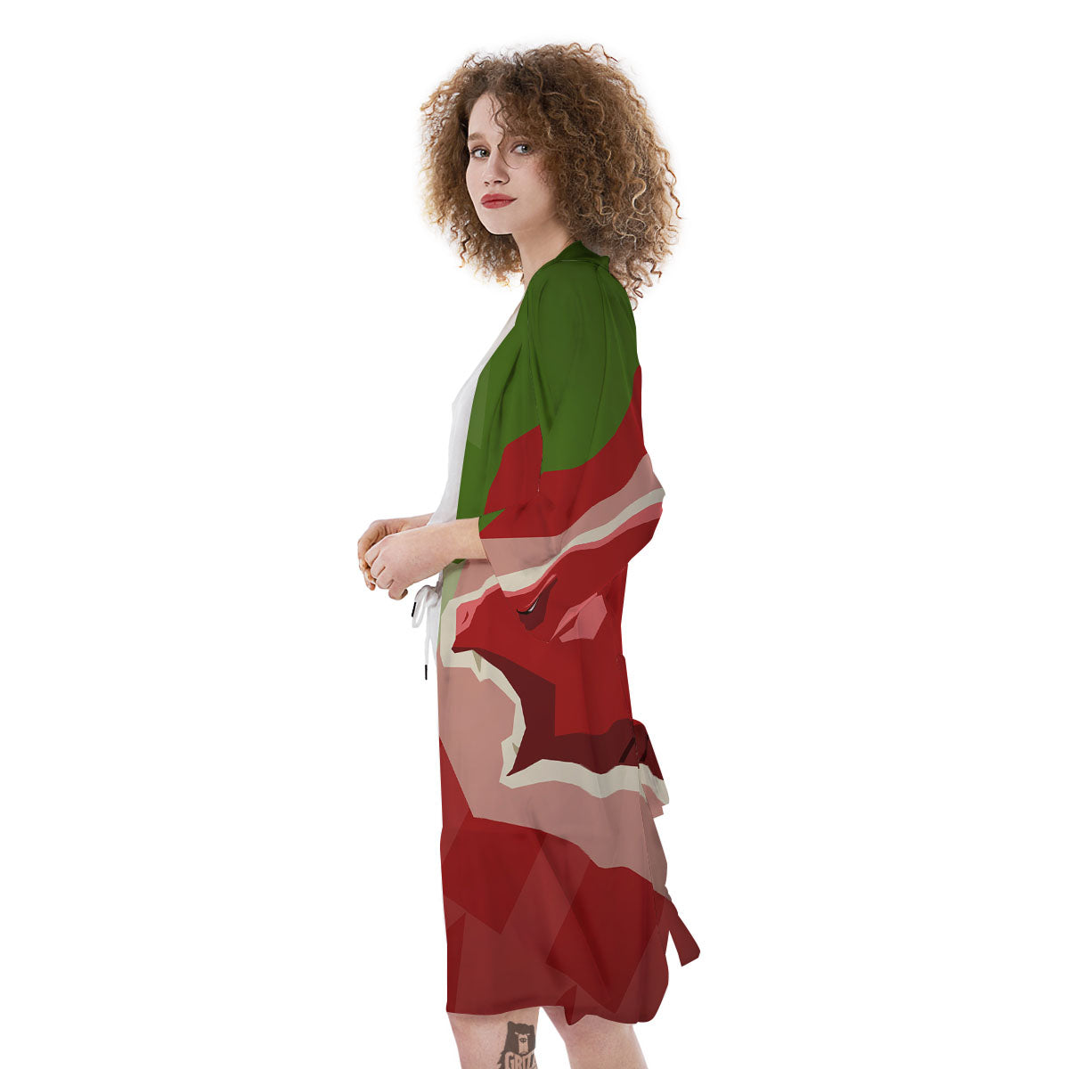 Red Bear And Green Bull Stock Print Kimono-grizzshop